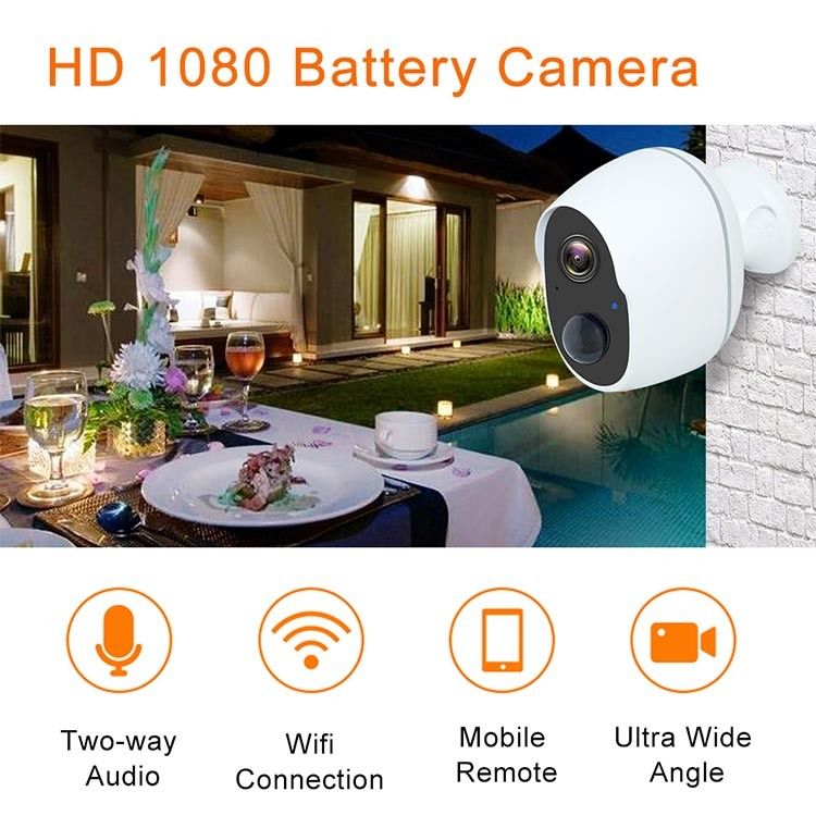 Ngoài trời không thấm nước trong nhà có thể sạc lại 2MP 5V 2A Mini WiFi Cam