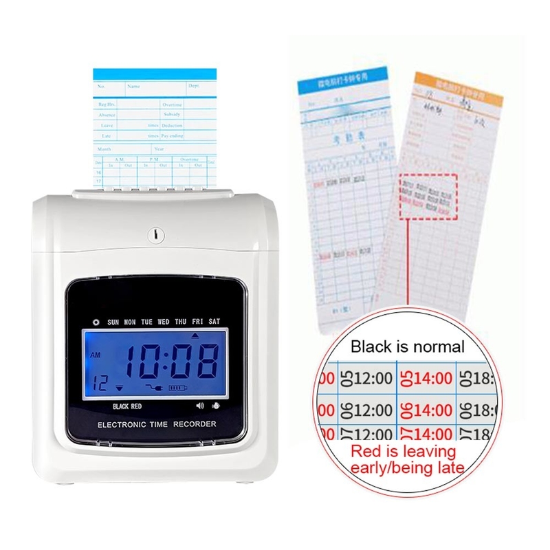 Màn hình LCD Máy ghi thời gian kỹ thuật số Máy ghi thời gian văn phòng Máy đục lỗ
