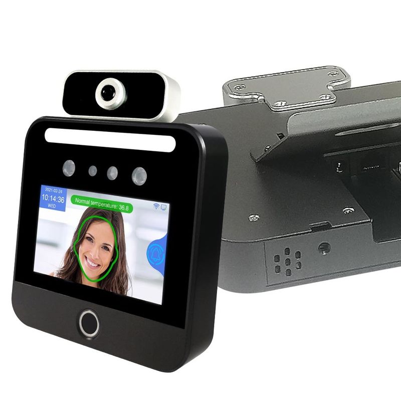 Phần mềm đám mây dựa trên web Nhiệt độ nhận dạng khuôn mặt 5 inch Máy quét thẻ xanh EU Thiết bị đầu cuối nhận dạng khuôn mặt