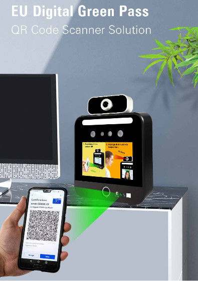 Đầu đọc mã QR 5Inch Máy quét nhiệt độ nhận dạng khuôn mặt EU Green Pass