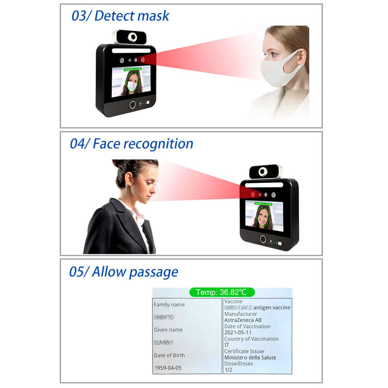 Ý Verifica C19 Máy quét nhiệt độ nhận dạng khuôn mặt Kiosk Độc lập