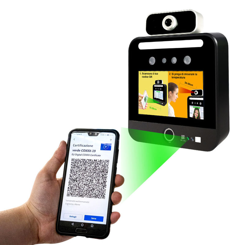 Ý Verifica C19 Máy quét nhiệt độ nhận dạng khuôn mặt Kiosk Độc lập