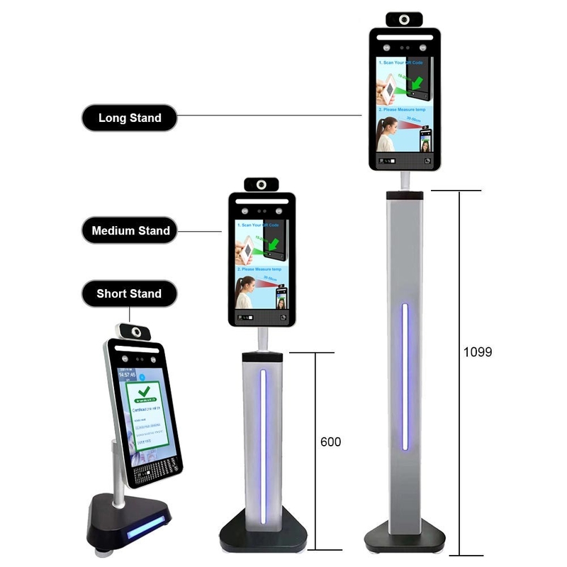 Máy quét nhiệt độ nhận dạng khuôn mặt 8 inch Máy quét mã QR của EU