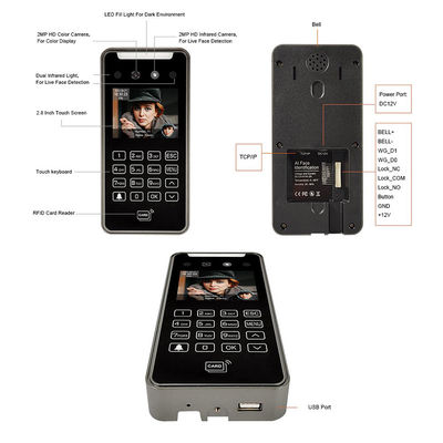 2.8" Hệ thống kiểm soát truy cập nhận dạng khuôn mặt Giám sát thời gian thực