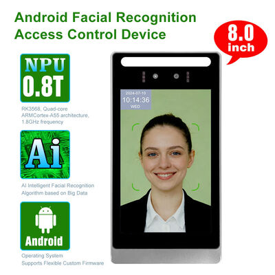 OEM/ODM RK3568 8 Inch Industrial Android AI Face Recognition Access Control Machine cho cổng chân ba quay