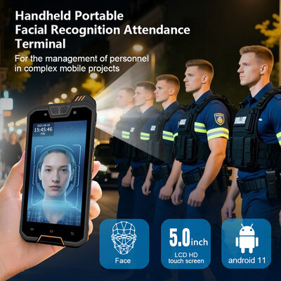 Thiết bị nhận diện khuôn mặt cầm tay di động với GPS, NFC, máy quét mã QR và thiết kế chống nước IP68 cho chấm công di động