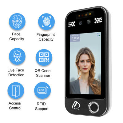 5 Inch Touch Screen Face Fingerprint QR Code Access Control System Waterproof Time Attendance Device
