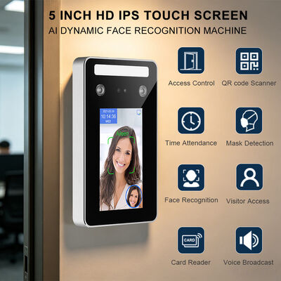 Máy trạm nhận dạng khuôn mặt động AI chống nước với nhận dạng thẻ RFID Phần mềm miễn phí APP di động