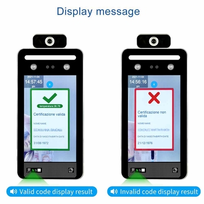 Máy quét nhiệt độ nhận dạng khuôn mặt 8 inch Máy quét mã QR của EU